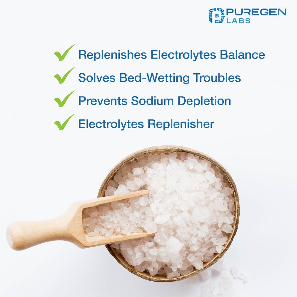 Puregen Labs Natriumchlorid-Tabletten 1 g (1000 mg), USP | (15,4 gr.) | 100 Stück | Normale Salztabletten | Elektrolyt-Auffüller für Hydratation