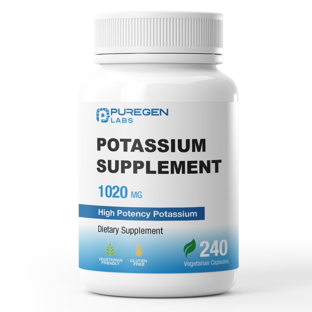 Puregen Labs Kalium-Bicarbonat Supplement 1020 mg | Non-GMO | Glutenfrei | 240 vegane Kapseln