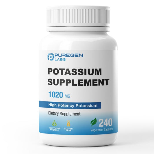 Puregen Labs Kalium-Bicarbonat Supplement 1020 mg | Non-GMO | Glutenfrei | 240 vegane Kapseln