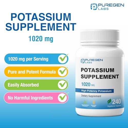 Puregen Labs Kalium-Bicarbonat Supplement 1020 mg | Non-GMO | Glutenfrei | 240 vegane Kapseln