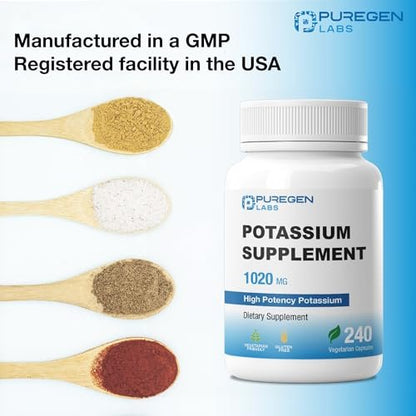 Puregen Labs Kalium-Bicarbonat Supplement 1020 mg | Non-GMO | Glutenfrei | 240 vegane Kapseln