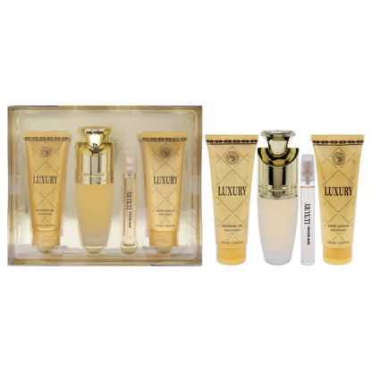 New Brand Luxus für Frauen - 4-teiliges Geschenkset: 100 ml EDP Spray, 130 ml Duschgel, 130 ml Bodylotion, 15 ml EDP Spray