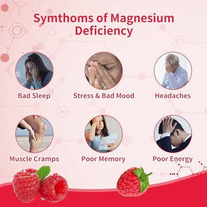 Novomins 90 CT Magnesium Glycinate Gummies 1000mg - Zuckerfreies Magnesium-Kalium-Präparat mit Vitamin D, B6, CoQ10 für Ruhe & Schlaf - 90 Himbeer-Gummis