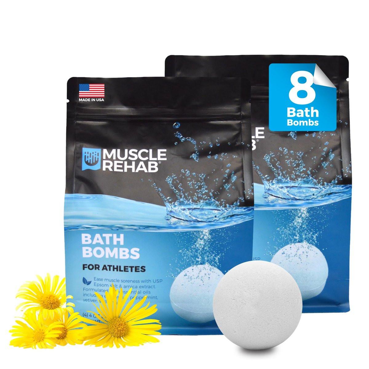 Muscle Rehab Magnesium Badesalz Badebomben – Schnell absorbierendes Muskelbad für die Erholung nach dem Training – Badebomben gegen Muskelkater und Schmerzen – Fußbadbomben – Athletik-Erholungsbad – 2er-Pack