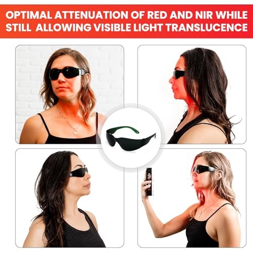Mito Red Light - Rotlicht-Brille - Augenschutz für Rotlichttherapie (600nm-900nm) - Rotlicht-Therapiebrille - IR5 Extra Dark