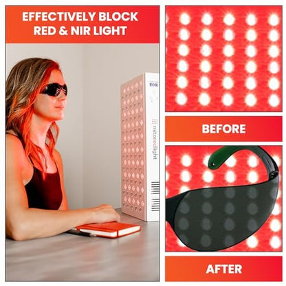 Mito Red Light - Rotlicht-Brille - Augenschutz für Rotlichttherapie (600nm-900nm) - Rotlicht-Therapiebrille - IR5 Extra Dark
