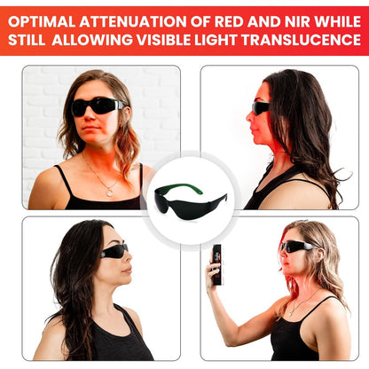 Mito Red Light - Rotlicht-Brille - Augenschutz für Rotlichttherapie (600nm-900nm) - Rotlicht-Therapiebrille - IR5 Extra Dark