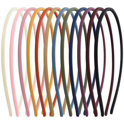 Lawie 12er-Pack bunte, schlichte, matte, dünne Plastik-Stirnbänder mit Zähnen, Kamm-Haarbänder, elastische Haarspangen, Diadem, Krone, Kopfschmuck, DIY-Zubehör für Frauen, Mädchen, Erwachsene