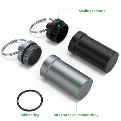 Urekt Tragbarer Ohrstöpsel-Aufbewahrungsbehälter aus Metall, Wasserdicht, mit Schlüsselanhänger (2er-Pack)