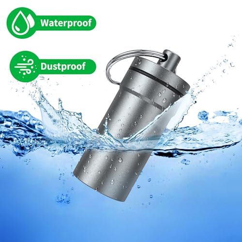 Urekt Tragbarer Ohrstöpsel-Aufbewahrungsbehälter aus Metall, Wasserdicht, mit Schlüsselanhänger (2er-Pack)