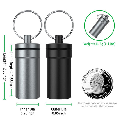 Urekt Tragbarer Ohrstöpsel-Aufbewahrungsbehälter aus Metall, Wasserdicht, mit Schlüsselanhänger (2er-Pack)