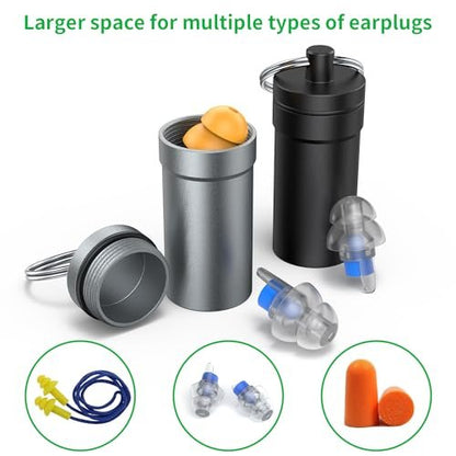Urekt Tragbarer Ohrstöpsel-Aufbewahrungsbehälter aus Metall, Wasserdicht, mit Schlüsselanhänger (2er-Pack)