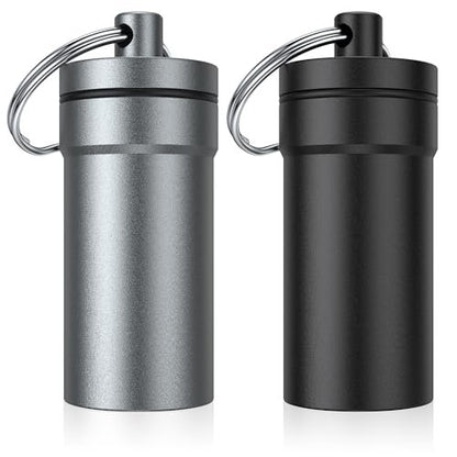 Urekt Tragbarer Ohrstöpsel-Aufbewahrungsbehälter aus Metall, Wasserdicht, mit Schlüsselanhänger (2er-Pack)
