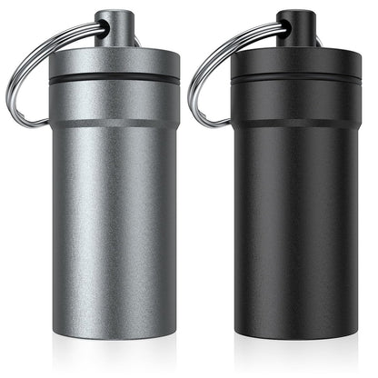 Urekt Tragbarer Ohrstöpsel-Aufbewahrungsbehälter aus Metall, Wasserdicht, mit Schlüsselanhänger (2er-Pack)