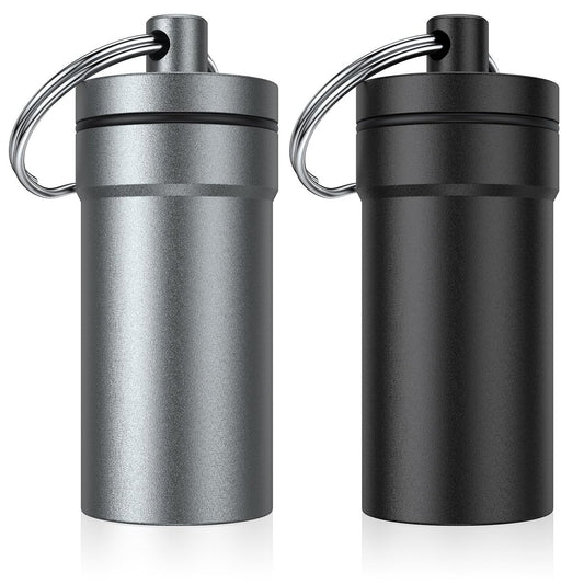 Urekt Tragbarer Ohrstöpsel-Aufbewahrungsbehälter aus Metall, Wasserdicht, mit Schlüsselanhänger (2er-Pack)