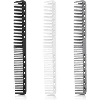 3-teiliges Carbonfaser-Haarschneidekamm-Set für Herren und Damen – Feiner Schneidekamm – Hitzebeständig – Schwarz, Grau, Weiß
