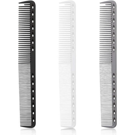 3-teiliges Carbonfaser-Haarschneidekamm-Set für Herren und Damen – Feiner Schneidekamm – Hitzebeständig – Schwarz, Grau, Weiß