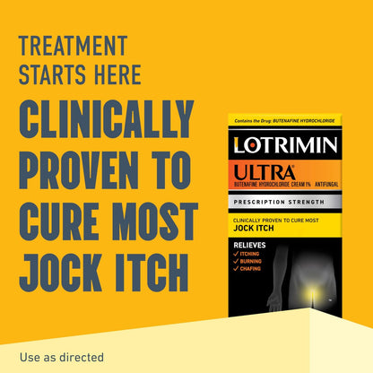 Lotrimin Ultra Antifungal Jock Itch Creme mit Butenafinhydrochlorid – Behandlung für Männer, Frauen und Kinder ab 12 Jahren, 30 g Tube