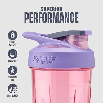 BlenderBottle Sport Shaker-Flasche mit Drahtschneebesen, 24 Unzen, Lila – Protein-Shakes & Hydration für Sportler & Fitnessbegeisterte, einfaches Mischen, langlebig & leicht, verschließbarer Deckel