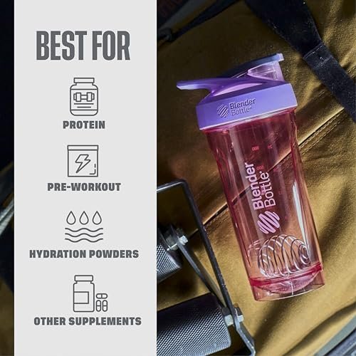 BlenderBottle Sport Shaker-Flasche mit Drahtschneebesen, 24 Unzen, Lila – Protein-Shakes & Hydration für Sportler & Fitnessbegeisterte, einfaches Mischen, langlebig & leicht, verschließbarer Deckel