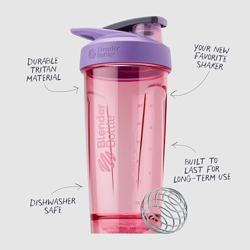 BlenderBottle Sport Shaker-Flasche mit Drahtschneebesen, 24 Unzen, Lila – Protein-Shakes & Hydration für Sportler & Fitnessbegeisterte, einfaches Mischen, langlebig & leicht, verschließbarer Deckel