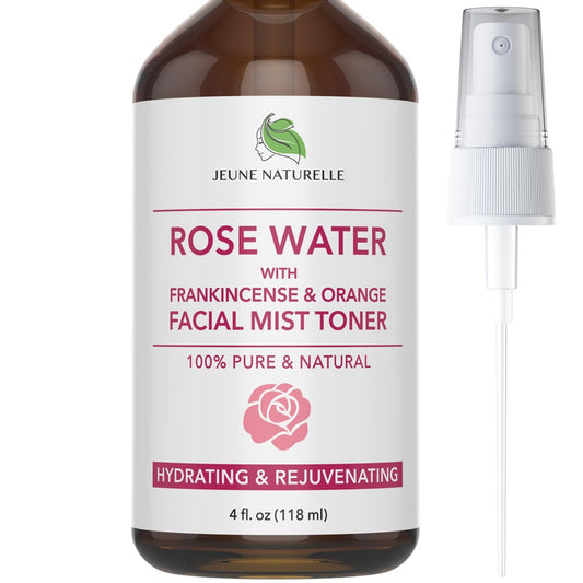Rosenwasser Gesichtsspray - 100% reines Rosenwasser mit Weihrauch & Blutorange Gesichtsnebel Toner, Alkoholfrei, Farbstofffrei, Körper- & Gesichtsspray - Dampfdestillation, 118 ml
