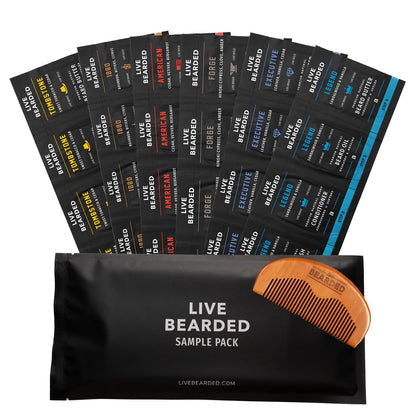Live Bearded Bartöl & Butter Pflegeset Probenpaket mit Kamm, Bonus-Geschenk – All-Natürliche Inhaltsstoffe Shea, Argan, Jojoba – Wachstumsunterstützung – Hergestellt in den USA