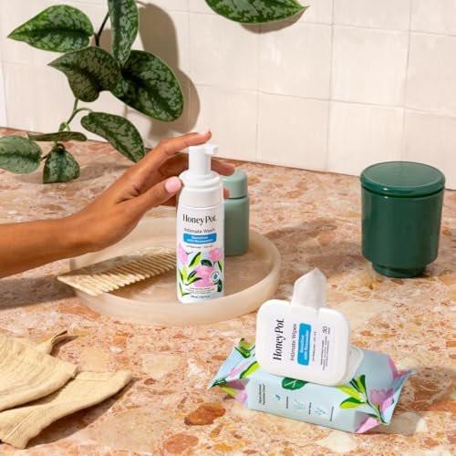 The Honey Pot Company - Intimwaschgel - mit Kräutern - für empfindliche Hauttypen - pH-ausgeglichene pflanzliche Hygiene - Sensitiv mit Rosenwasser - 163 ml