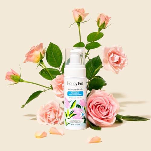 The Honey Pot Company - Intimwaschgel - mit Kräutern - für empfindliche Hauttypen - pH-ausgeglichene pflanzliche Hygiene - Sensitiv mit Rosenwasser - 163 ml