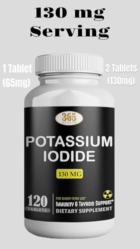 Kaliumjodid 130 mg - KI Tabletten - Kalium 130 mg - in den USA hergestellte Kaliumjodid-Pillen - 120 Tabletten