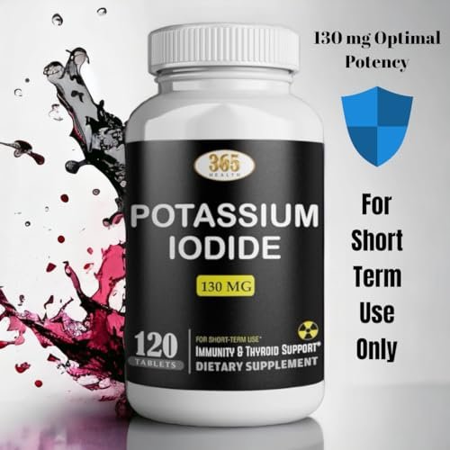 Kaliumjodid 130 mg - KI Tabletten - Kalium 130 mg - in den USA hergestellte Kaliumjodid-Pillen - 120 Tabletten