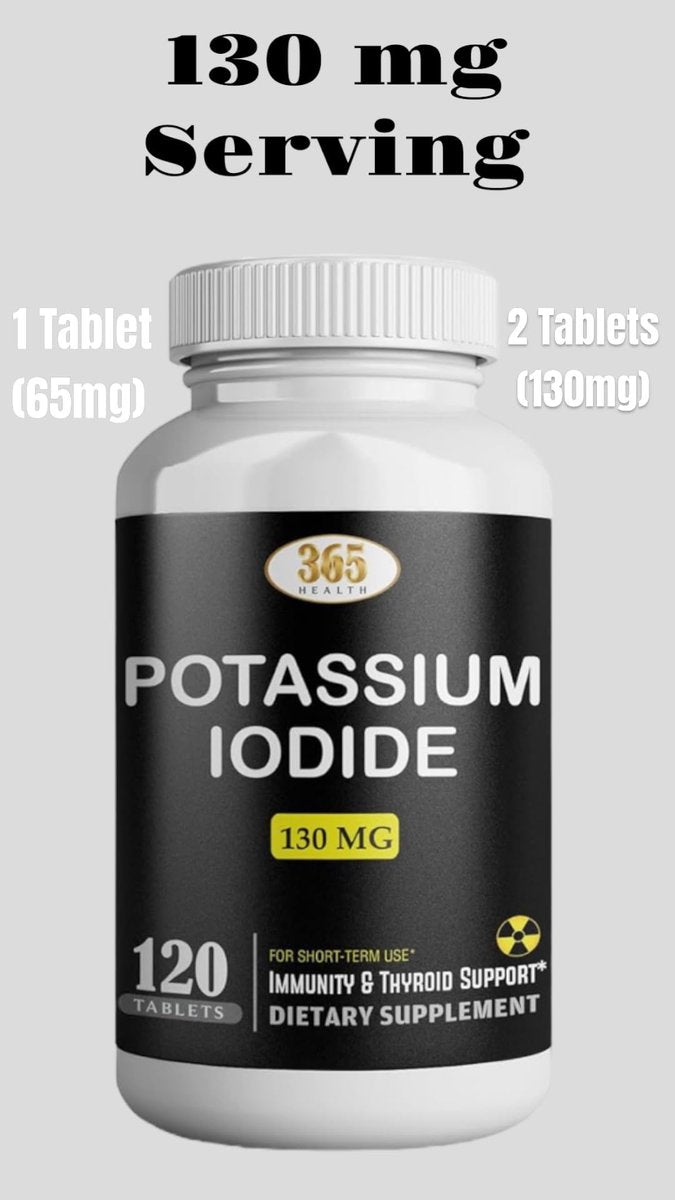 Kaliumjodid 130 mg - KI Tabletten - Kalium 130 mg - in den USA hergestellte Kaliumjodid-Pillen - 120 Tabletten