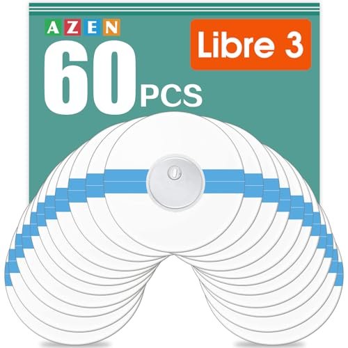 AZEN 60er-Pack Sensorschutzfolien für Libre 3, wasserdichte Klebepflaster, transparente Haftetiketten