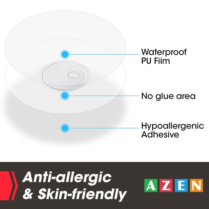 AZEN 100 Stück Freestyle Sensor-Abdeckungen für Libre 3, wasserdichte Klebepflaster, transparente Schutzfolie