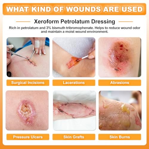 Carbou Medical Xeroform Petrolatum Verband 2"x2" – 25 einzeln verpackte, nicht haftende Gaze-Pads für Wundversorgung, Verbrennungen, Schürfwunden, Hauttransplantationen und chirurgische Schnitte