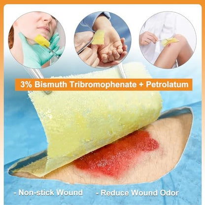 Carbou Medical Xeroform Petrolatum Verband 2"x2" – 25 einzeln verpackte, nicht haftende Gaze-Pads für Wundversorgung, Verbrennungen, Schürfwunden, Hauttransplantationen und chirurgische Schnitte