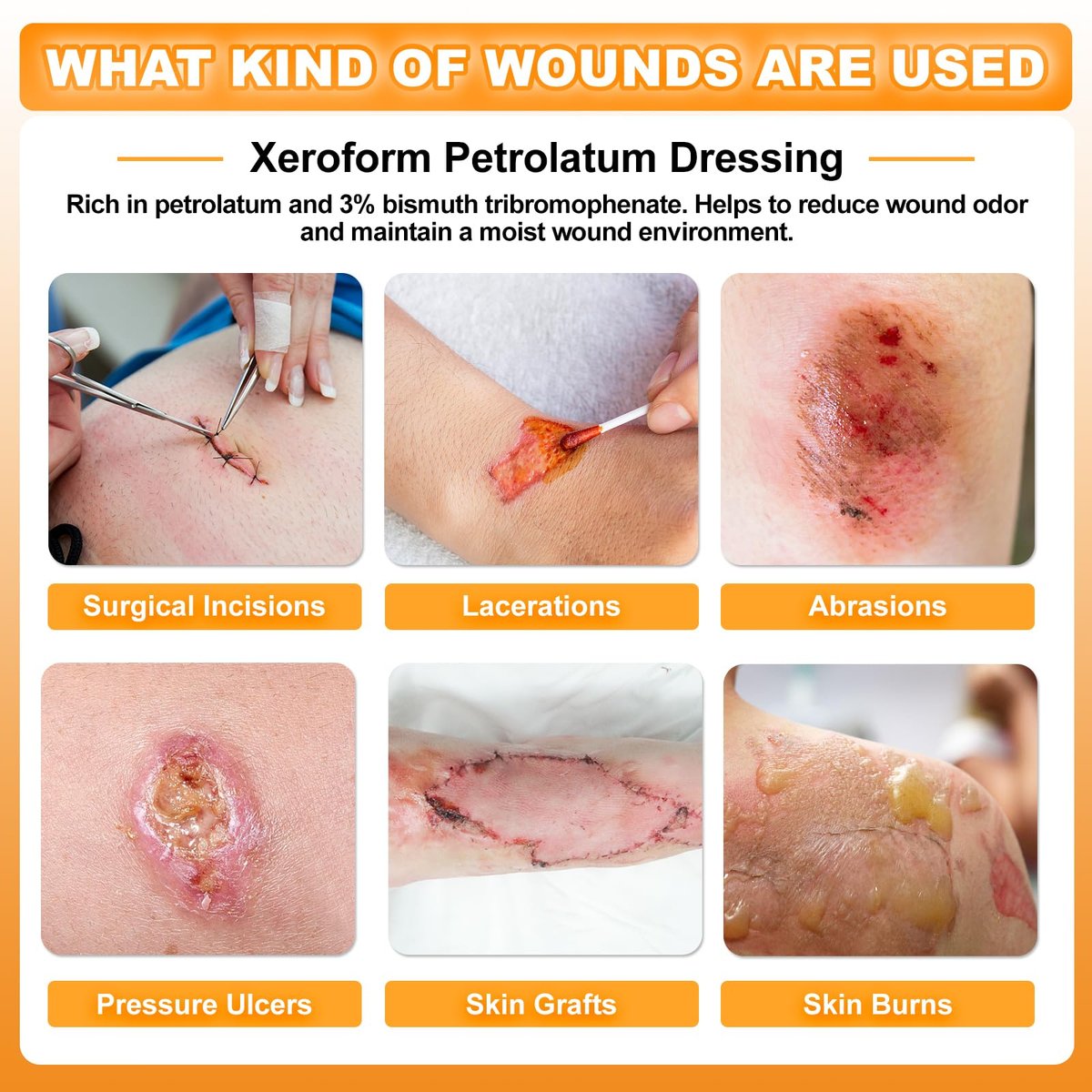 Carbou Medical Xeroform Petrolatum Verband 2"x2" – 25 einzeln verpackte, nicht haftende Gaze-Pads für Wundversorgung, Verbrennungen, Schürfwunden, Hauttransplantationen und chirurgische Schnitte