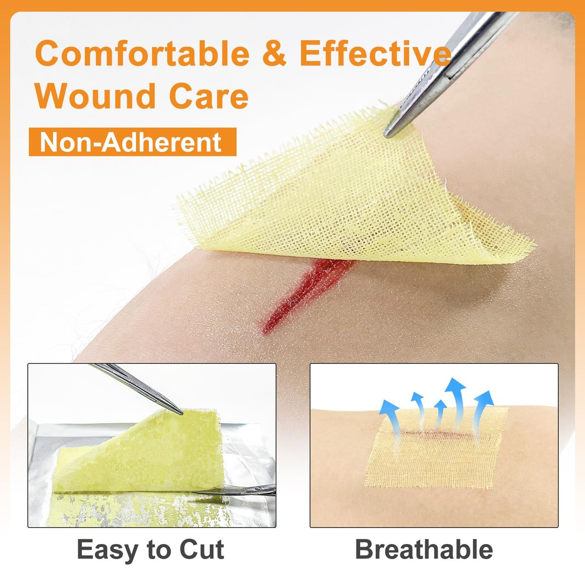 Carbou Medical Xeroform Petrolatum Verband 2"x2" – 25 einzeln verpackte, nicht haftende Gaze-Pads für Wundversorgung, Verbrennungen, Schürfwunden, Hauttransplantationen und chirurgische Schnitte