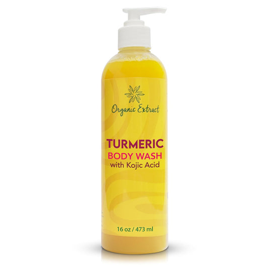 ORGANIC EXTRACT Kurkuma Kojisäure Duschgel – 473 ml – Hautaufhellendes Duschgel für tiefe Feuchtigkeitspflege, hilft bei dunklen Flecken, mit Sheabutter & Aloe Vera