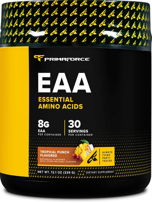 Primaforce EAA Pulver (30 Portionen, Tropical Punch) – Essentielle Aminosäuren für Pre/Intra Workout und Erholung – Non-GMO und Glutenfrei