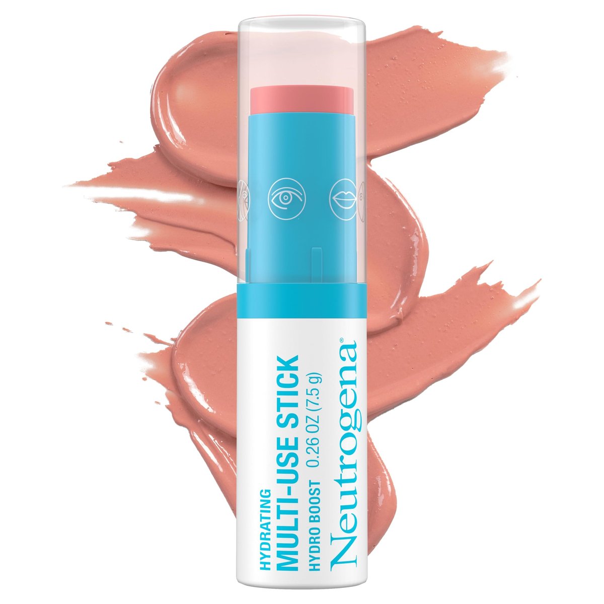 Neutrogena Hydro Boost Feuchtigkeitsspendender Multi-Use Make-up Stick mit Hyaluronsäure – sanfter, farbiger Make-up-Balsam für Lippen, Wangen & Augen – nicht komedogen – Soft Pink – 0,26 oz