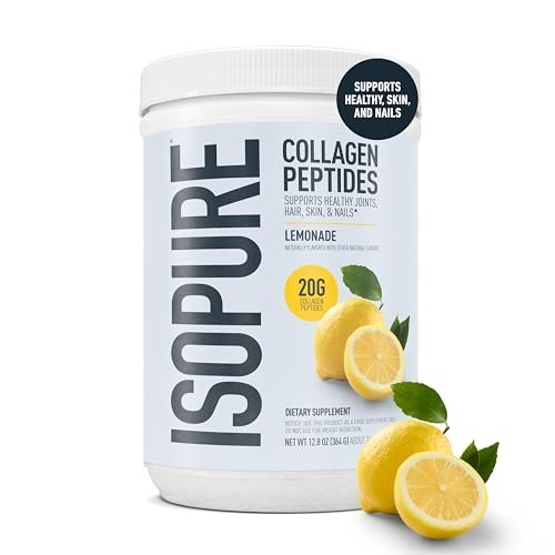 Isopure 20g Grass-Fed Collagen Peptides mit Biotin + Vitamin C – Unterstützt Haut, Haar, Nägel & Gelenke – Limonade, Keto-freundliches Kollagenpulver, 14 Portionen