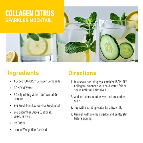 Isopure 20g Grass-Fed Collagen Peptides mit Biotin + Vitamin C – Unterstützt Haut, Haar, Nägel & Gelenke – Limonade, Keto-freundliches Kollagenpulver, 14 Portionen