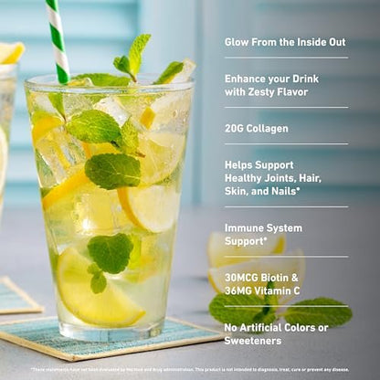 Isopure 20g Grass-Fed Collagen Peptides mit Biotin + Vitamin C – Unterstützt Haut, Haar, Nägel & Gelenke – Limonade, Keto-freundliches Kollagenpulver, 14 Portionen