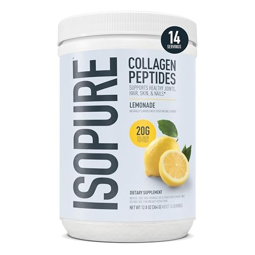 Isopure 20g Grass-Fed Collagen Peptides mit Biotin + Vitamin C – Unterstützt Haut, Haar, Nägel & Gelenke – Limonade, Keto-freundliches Kollagenpulver, 14 Portionen