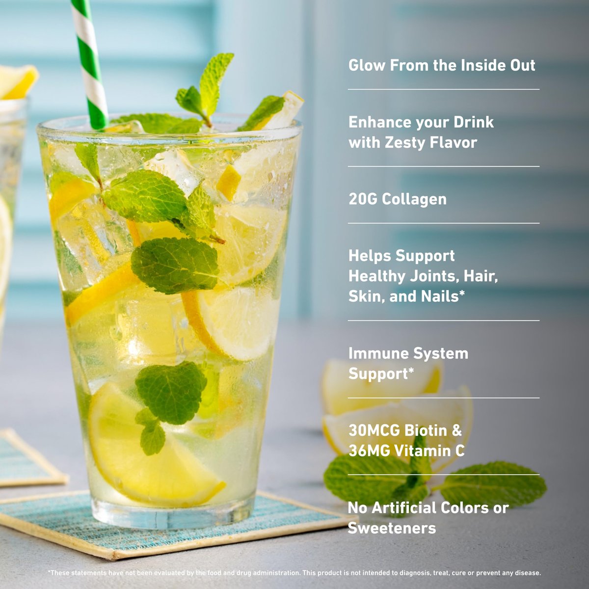 Isopure 20g Grass-Fed Collagen Peptides mit Biotin + Vitamin C – Unterstützt Haut, Haar, Nägel & Gelenke – Limonade, Keto-freundliches Kollagenpulver, 14 Portionen
