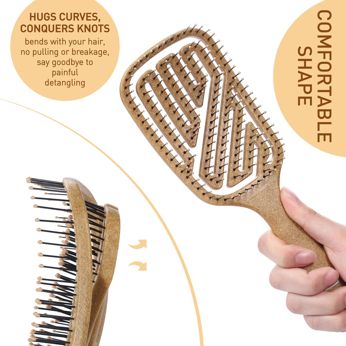 Zollo Flexible Haarbürste – für Frauen, Männer, Kinder; entwirrt nasses und trockenes Haar schmerzfrei! Geeignet für alle Haartypen