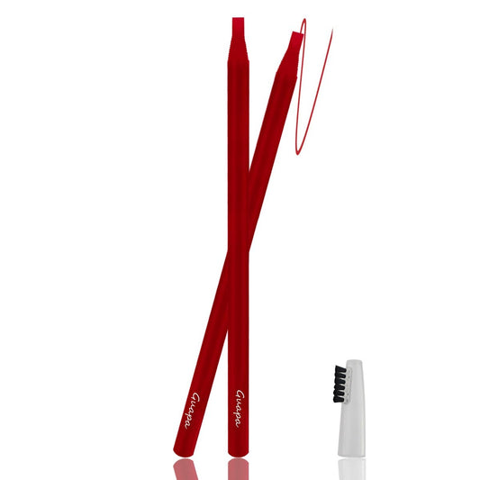 2er-Pack Permanent Makeup Roter Stift für Augenbrauen- und Lippen-Mapping mit Bürste, harte Mine, abziehbarer Lippen-Tattoo-Design-Stift