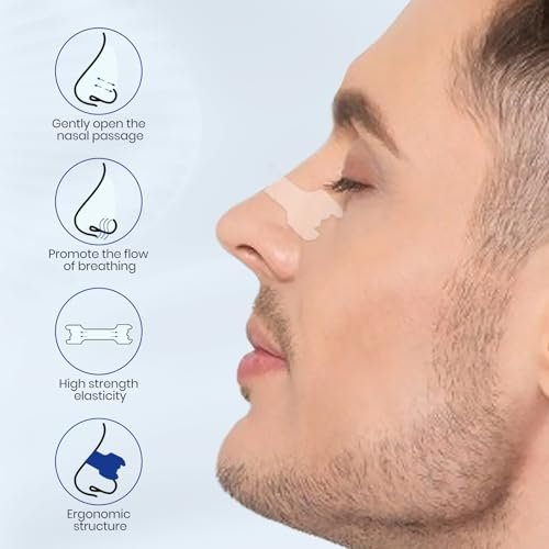 MQUPIN 150 Nasenstreifen – Verbesserte, medikamentenfreie Nasenpflaster gegen Schnarchen und verstopfte Nase (66mm*19mm, Tiefblau)