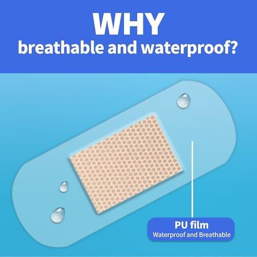 Ourmed Wasserfeste Pflaster, Klarsichtpflaster für Erste Hilfe, Wundversorgung, Finger, Knie und Fersen, Haftet auf der Haut im Bad, unter der Dusche oder im Pool, Verschiedene Größen, 100 Stück